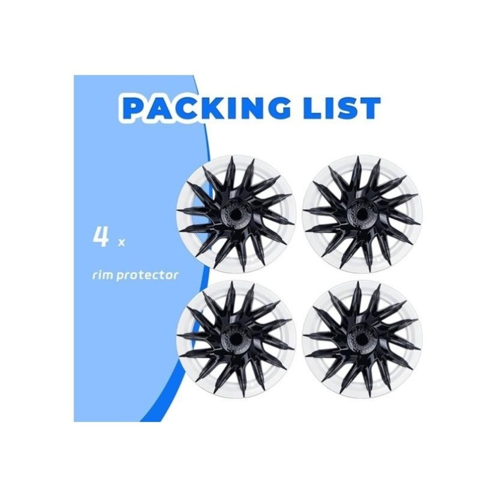 Black Spiked Rim Protector Hubcaps Set 4 Wheel Covers Easy Install Kit - Picture 7 of 8